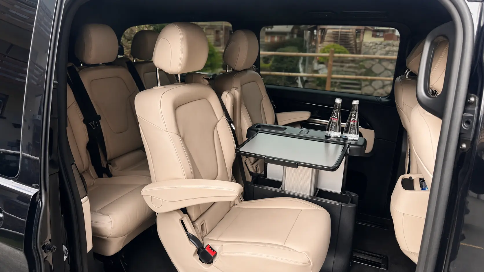Real cream leather interior of the Gentleway Mercedes V-Class