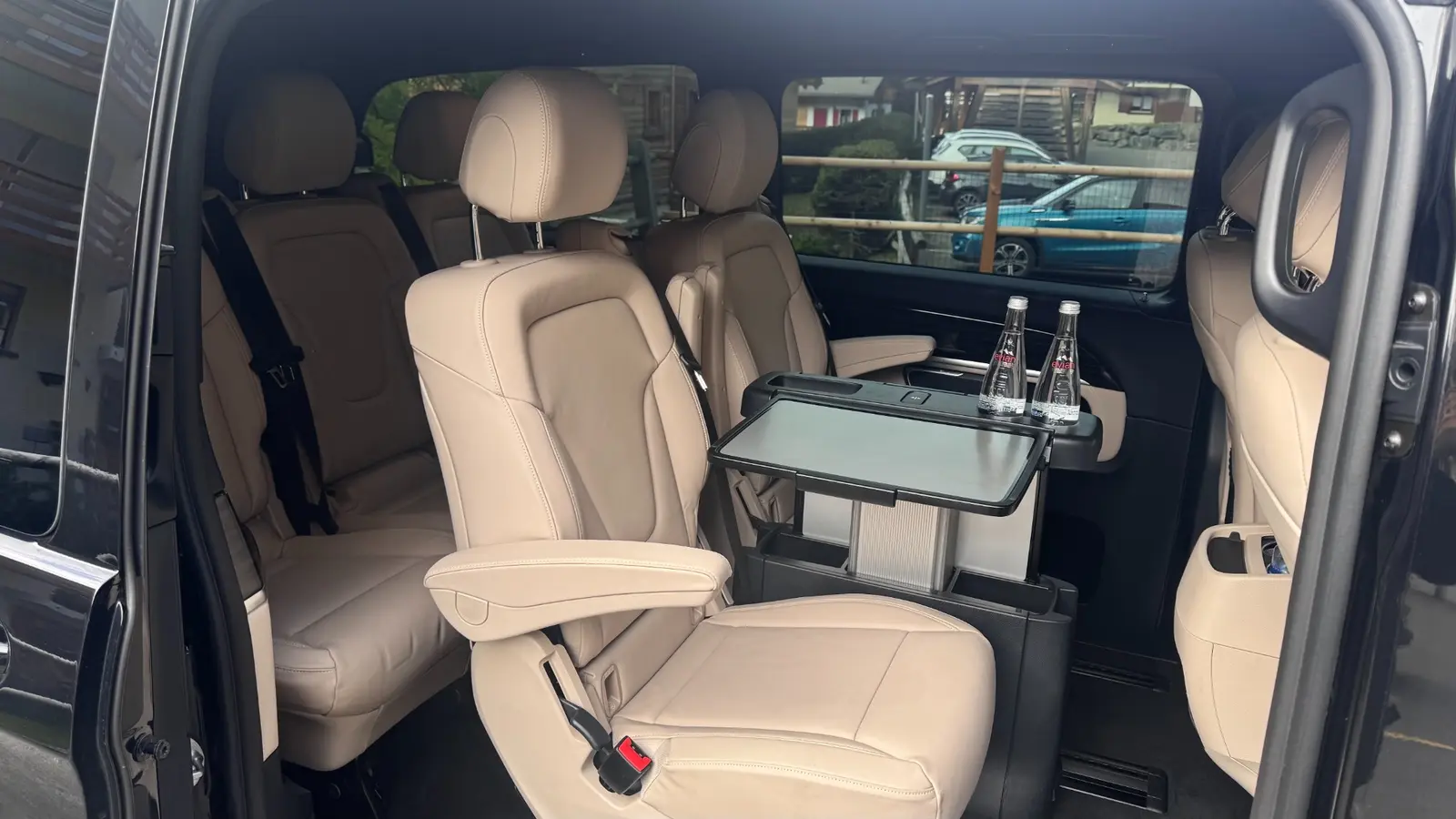 Real cream leather interior of the Gentleway Mercedes V-Class in Verbier